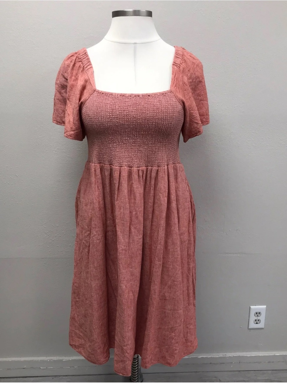 Madewell Pink Smocked Midi Dress - Size 1X